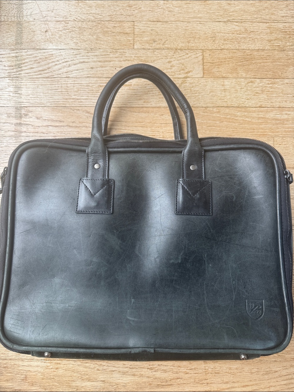 Allen Edmonds Black Leather Briefcase with Dual Top Handles